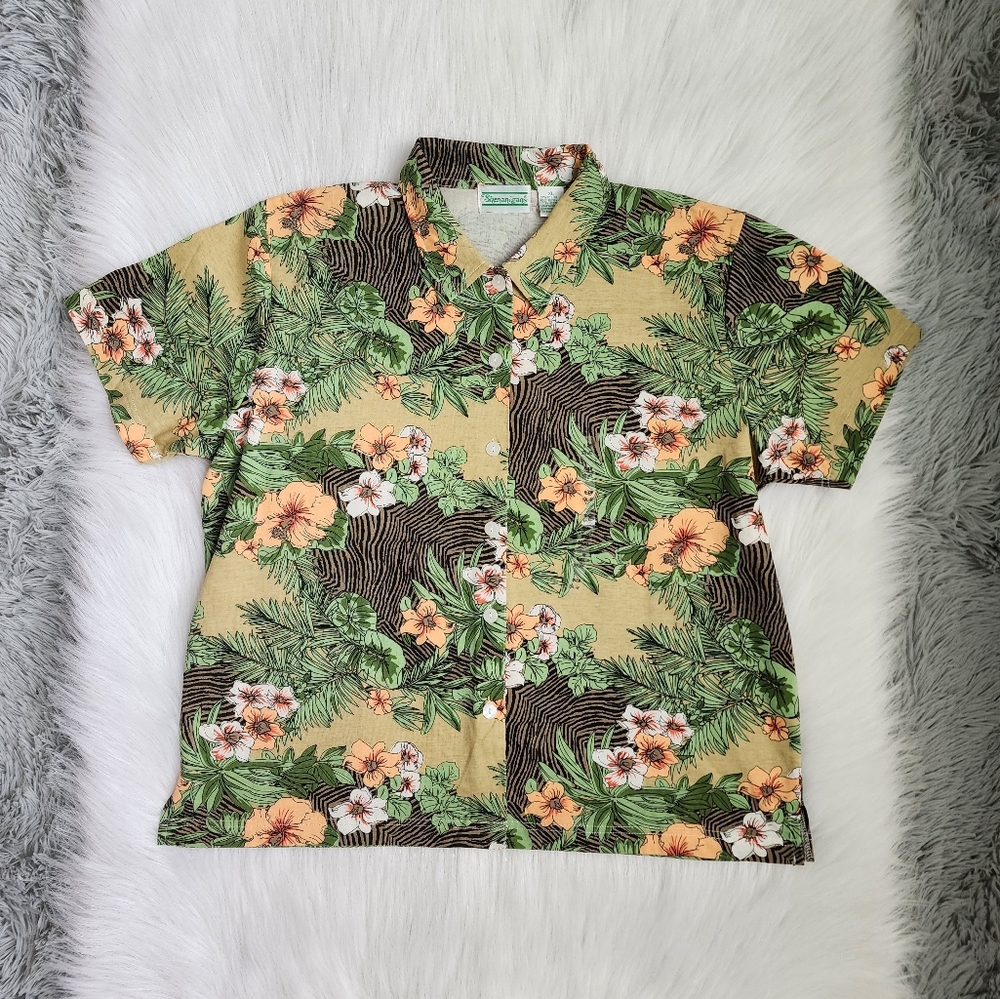 Shenanigans Floral Print Button Down Top NWOT